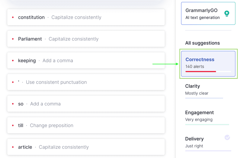 Grammarly Correctness