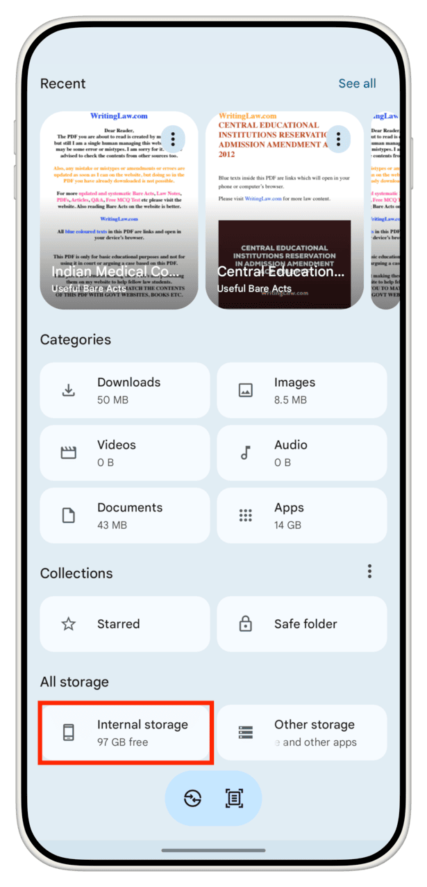 Open Internal Storage